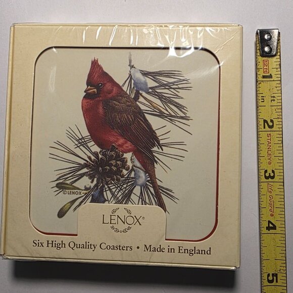 Lenox Coasters Cardinal Bird Set Of 6 Christmas Gift Table decor - Picture 4 of 4